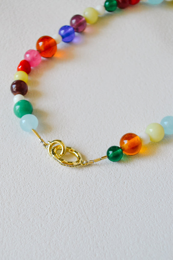 Vintage Beaded Necklace - Rainbow