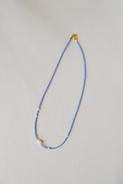 Abstract Seed Bead Necklace - Sky Blue