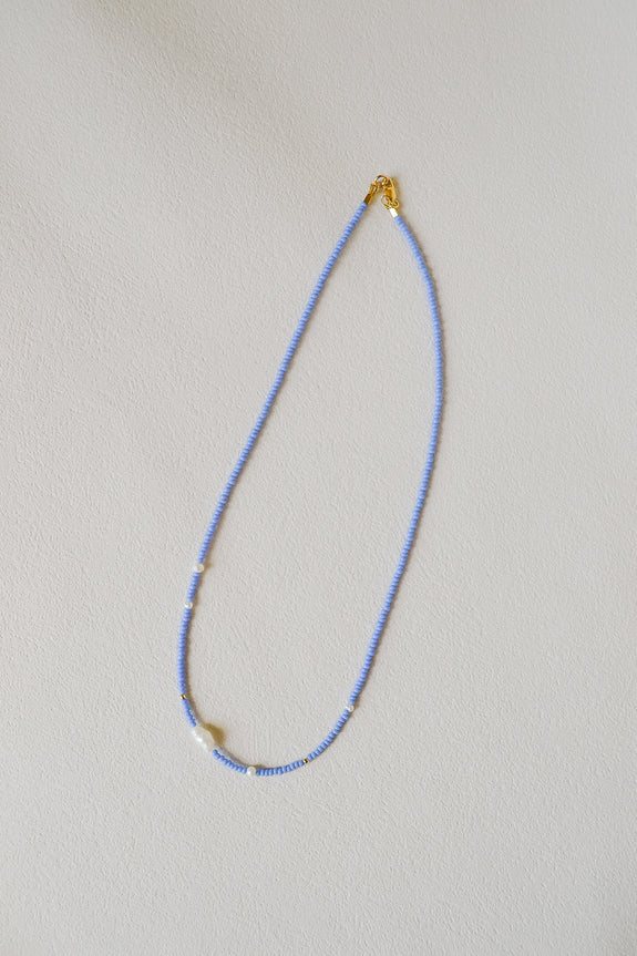 Abstract Seed Bead Necklace - Sky Blue