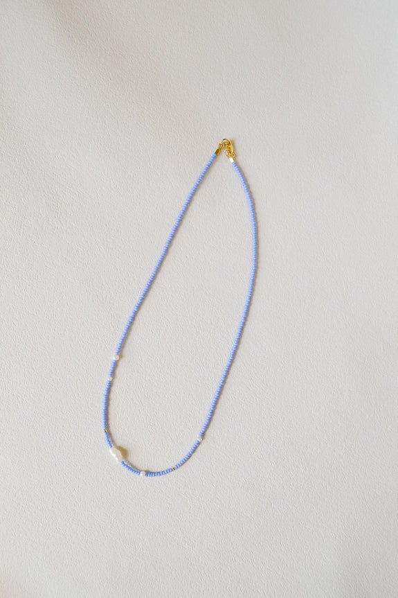 Abstract Seed Bead Necklace - Sky Blue