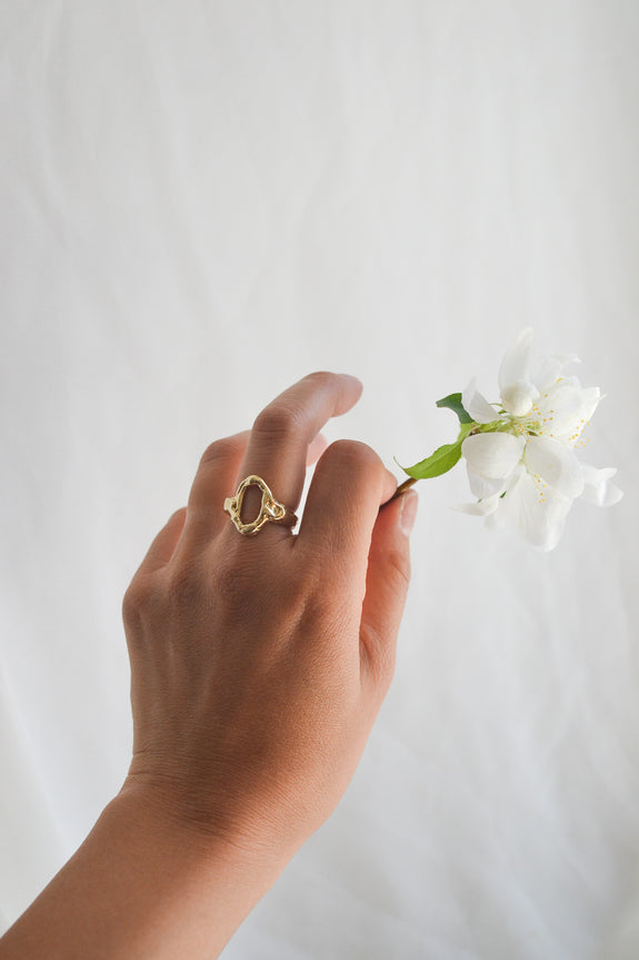 Brass Molten Ring with Oval - Size 5.5