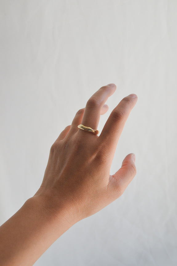 Brass Wavy Ring - Size 7