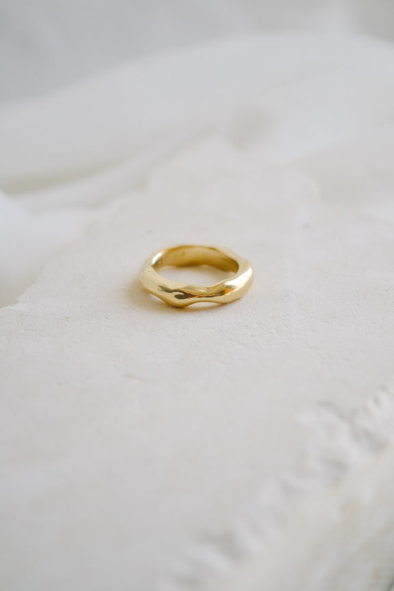 Brass Wavy Ring - Size 7