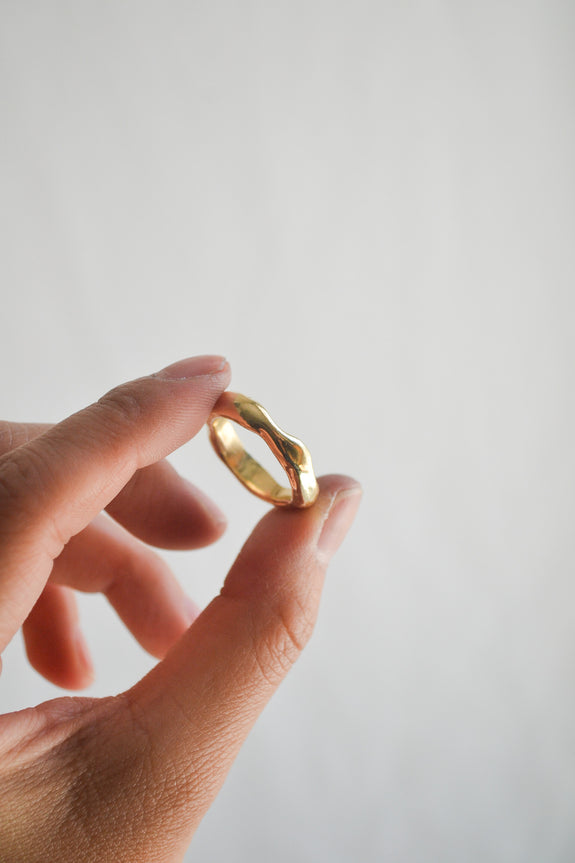 Brass Wavy Ring - Size 7