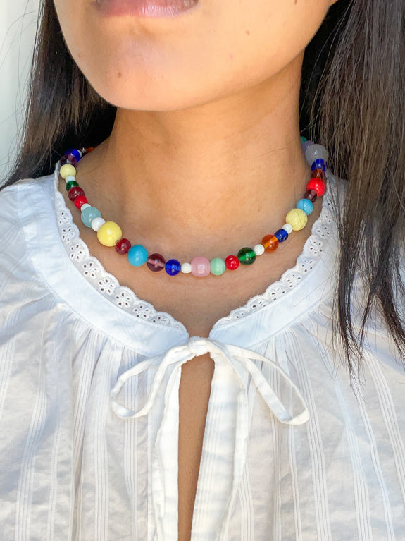 Vintage Beaded Necklace - Rainbow