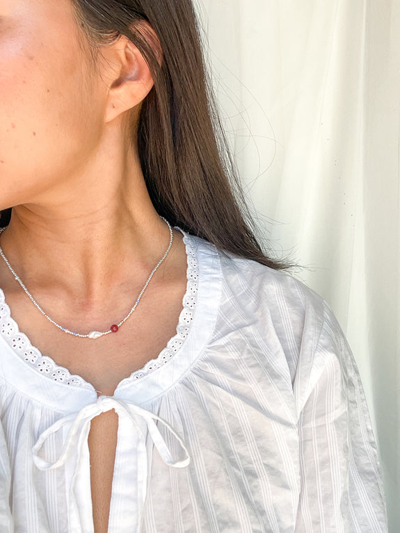 Abstract Seed Bead Necklace - Silver
