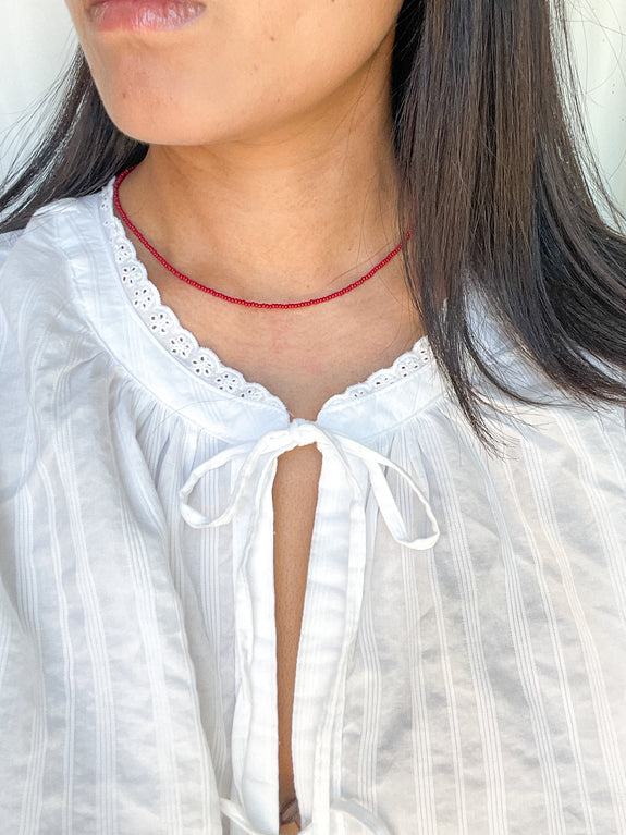 Seed Bead Necklace - Red