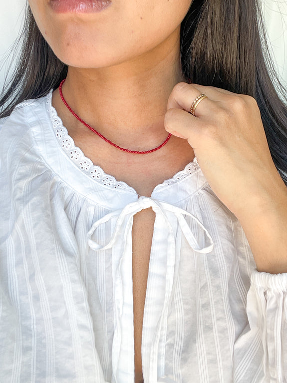 Seed Bead Necklace - Red