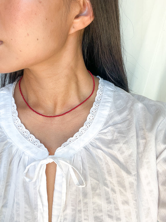 Seed Bead Necklace - Red