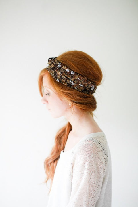 Rusty Red with Tiny Flowers Headwrap