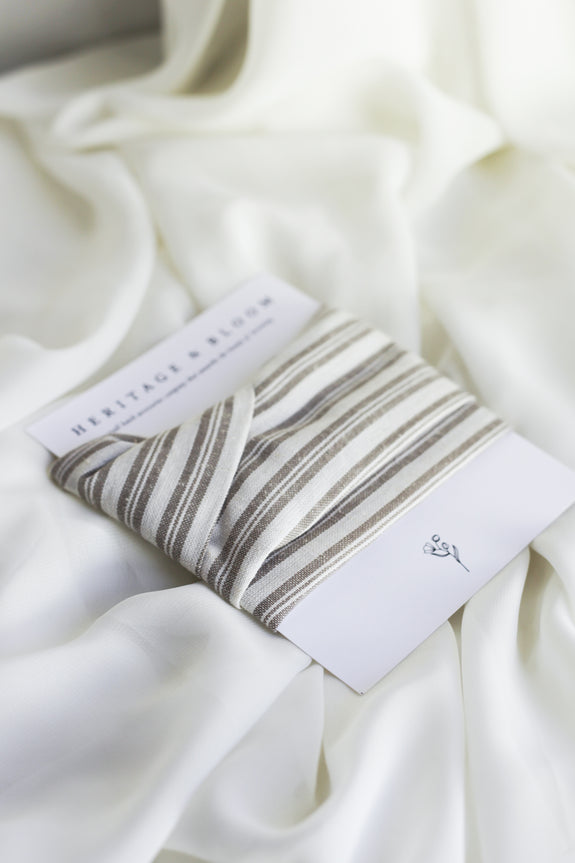 Linen with Taupe Stripes Headwrap